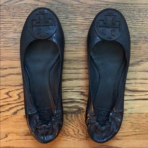 Tory Burch matte black flats